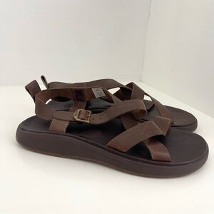 Chacos Wayfarer Brown Leather Otter Strappy Casual Beach Sandals Shoes Size 10